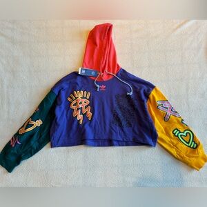 Multi color cropped Adidas women’s hoodie